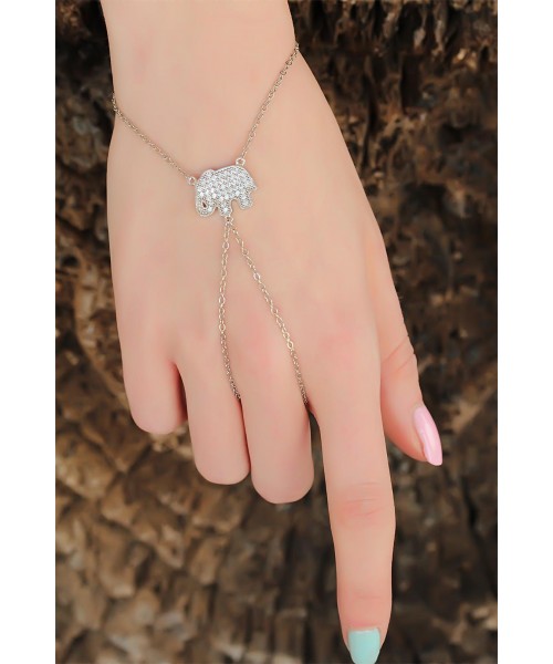 Silver Renk Zirkon Taşlı Filli Şahmeran Bileklik