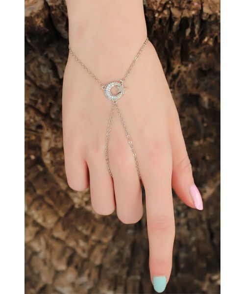 Silver Renk Zirkon Taşlı Ay Yıldızlı Şahmeran Bileklik Silver Renk Zirkon Taşlı Ay Yıldızlı Şahmeran Bileklik