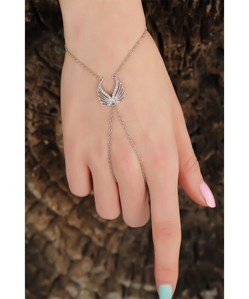 Silver Renk Zirkon Taşlı Melek Kanatlı Şahmeran Bileklik Silver Renk Zirkon Taşlı Melek Kanatlı Şahmeran Bileklik
