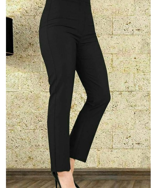Yeni Sezon Likralı Kumaş Pantalon  -Siyah