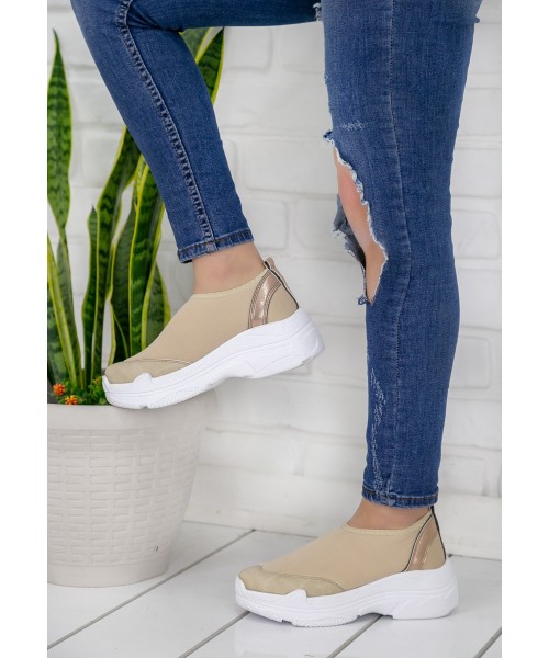 Vienna Krem Cilt Detaylı Spor Ayakkabı