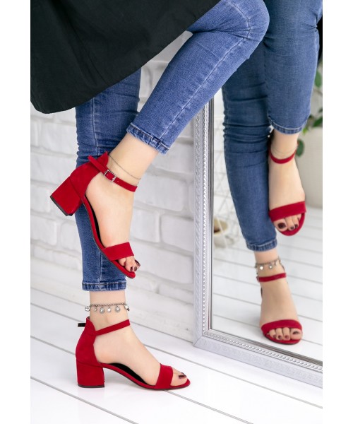 Zion Kırmızı Süet Topuklu Ayakkabı