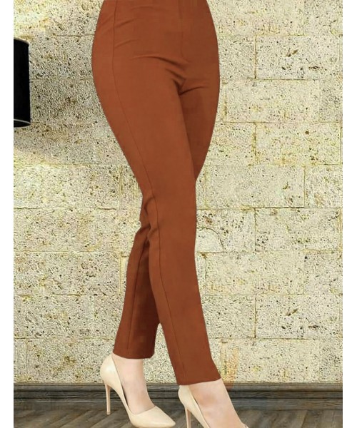 Yeni Sezon Likralı Kumaş Pantalon  -Kiremit